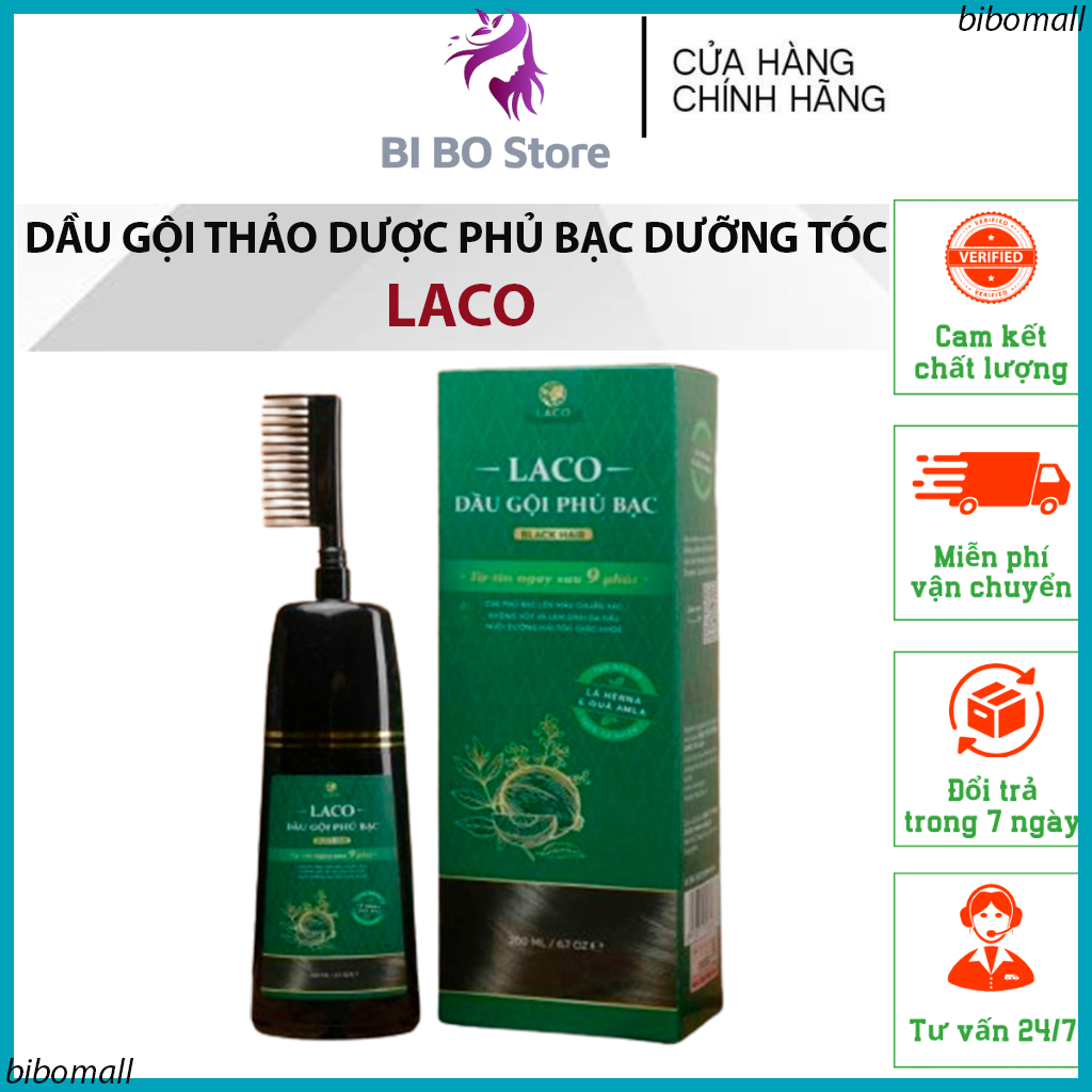 Dầu Gội Phủ Bạc LACO BLACK HAIR 200ml - Dầu Gội LACO Thảo Dược Phủ Bạc, Đổi Màu Tóc, Dưỡng Tóc