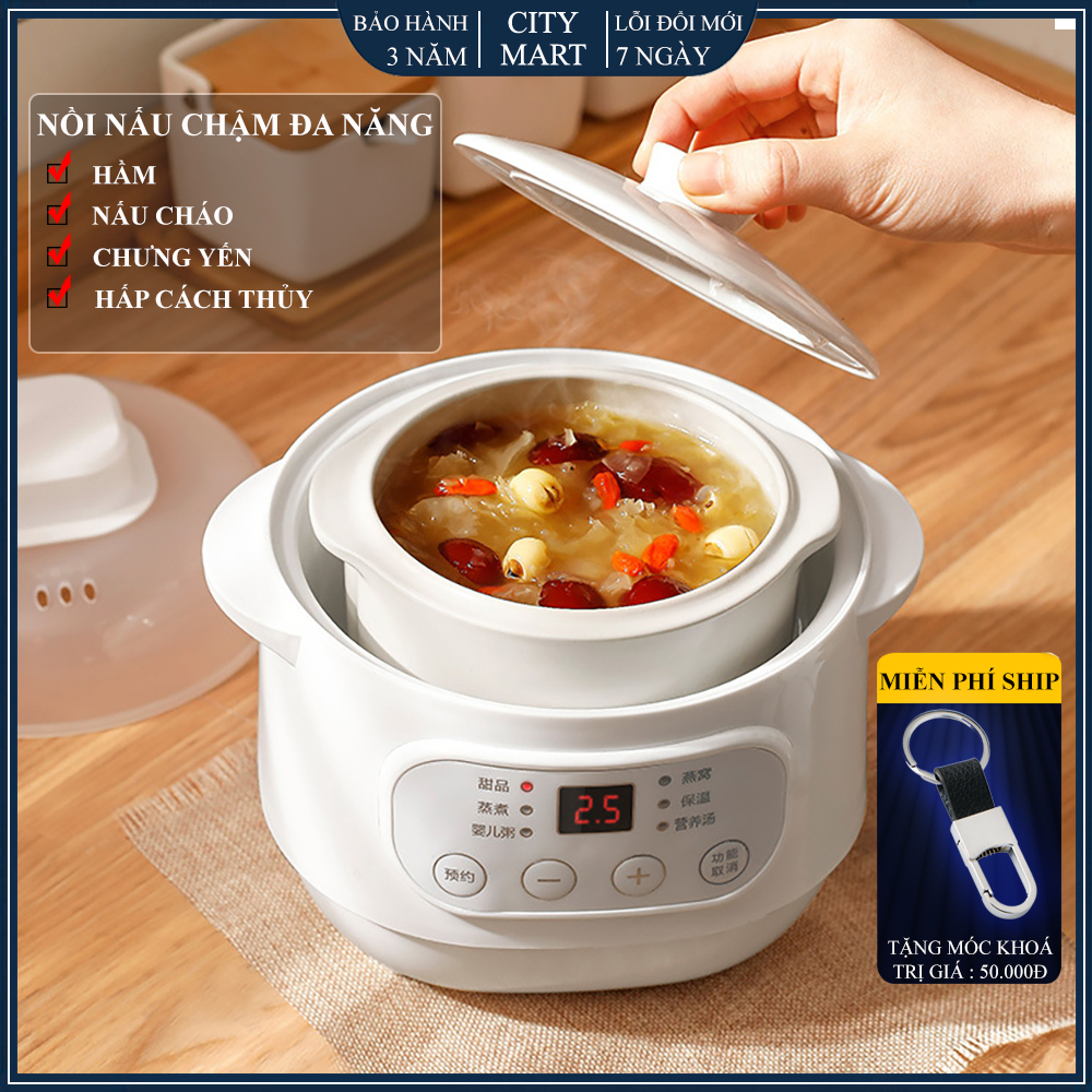 Nồi nấu chậm nồi hầm cách thủy dung nấu cháo chậm cho bé nồi chưng yến nồi hầm đa năng công nghệ hiện đại chống tràn tuyệt đối