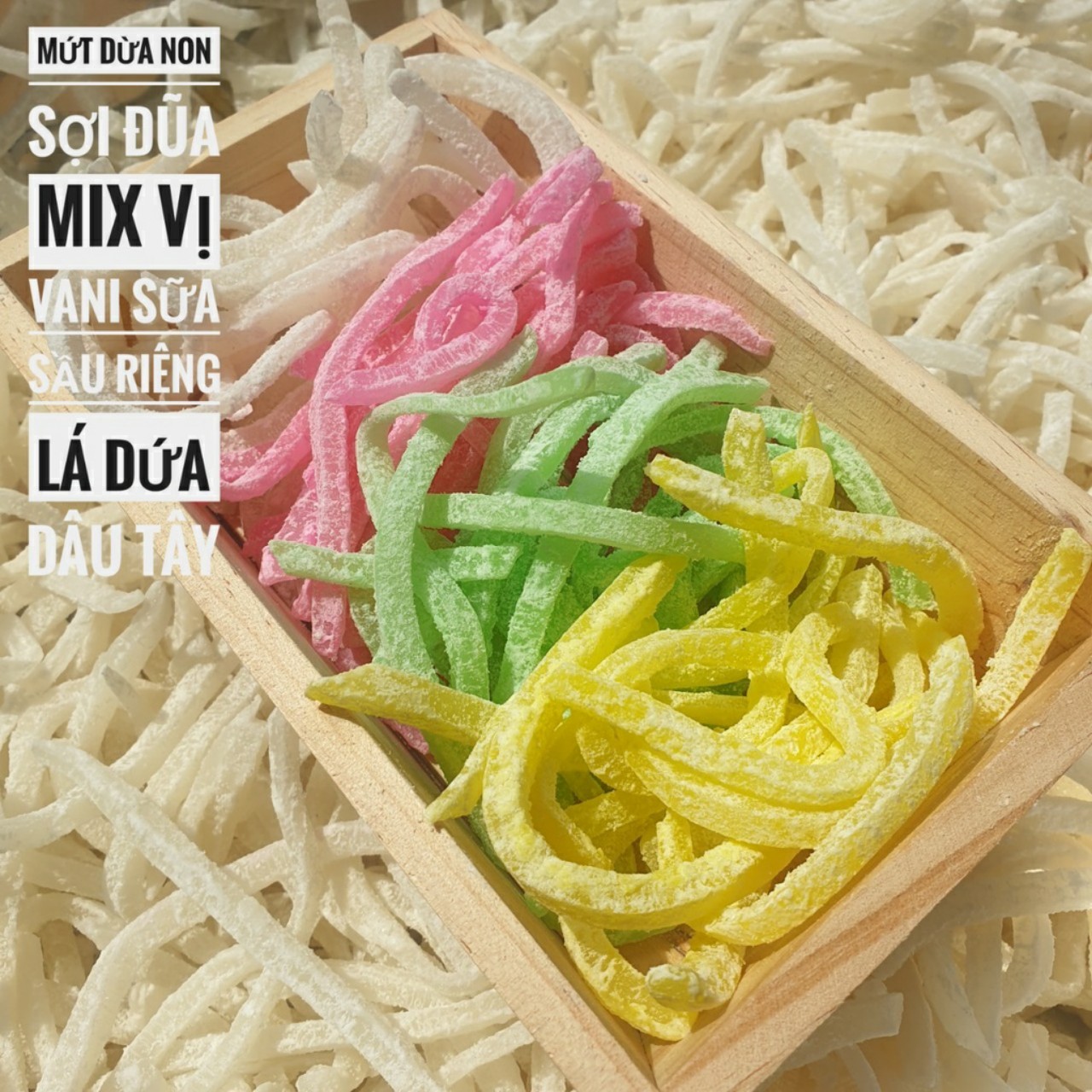 1 Kg Mứt Dừa Non Thanh Điệp Sợi Đũa Mix Vị Thơm Ngon - đồ ăn vặt-tết-bánh mứt tết