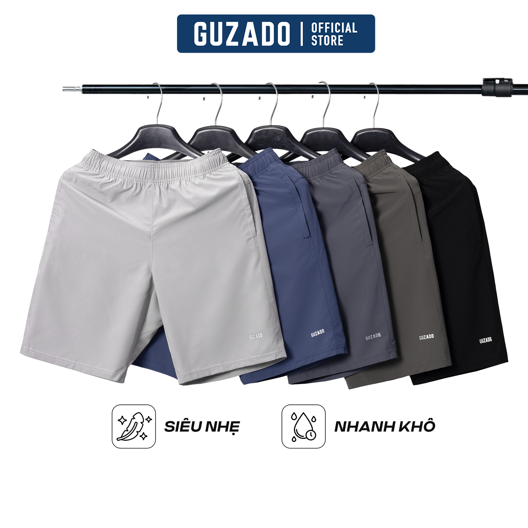  Combo 2 Quần Short Thể Thao Nam Thương Hiệu GUZADO Chất Gió Cao Cấp Nhanh Khô Thoáng Khí Với Thiết Kế Trẻ Trung Hiện Đại GSR2601 