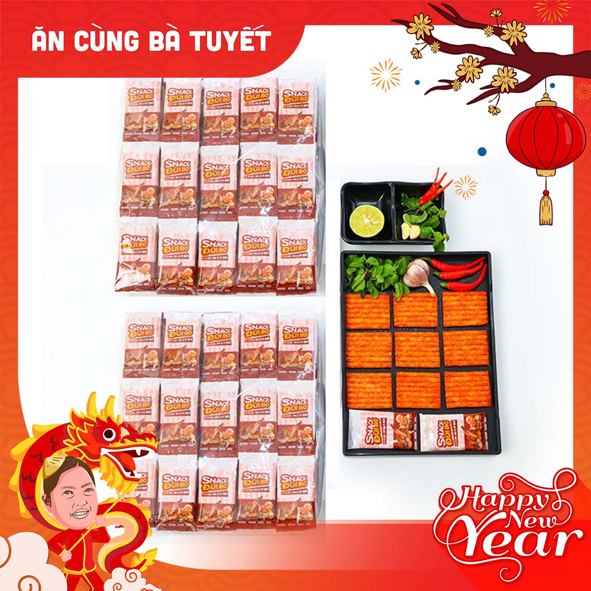 Combo 120 đùi bò quay -snack đồ ăn vặt - ăn cùng bà tuyết