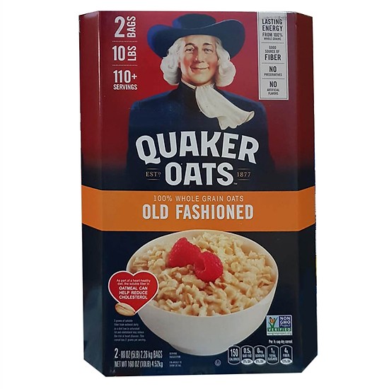Hạt yến mạch ăn liền nguyên chất Quaker Oats Old Fashioned 4.52kg