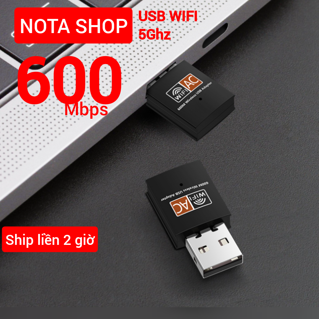 Kết nối wifi 5g, thu sóng wifi ac bằng usb wifi, tốc độ cao 600mbps cho máy bàn pc laptop, có 5g hz