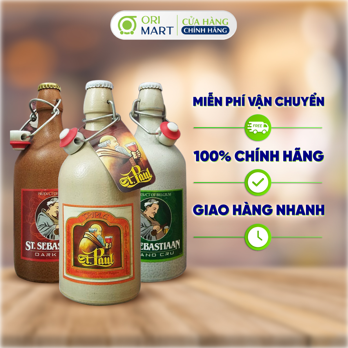 Combo 3 Chai Bia Sứ Thầy Tu Brouwerij Sterkens Nhập Khẩu Từ Bỉ 550ml ORIMART