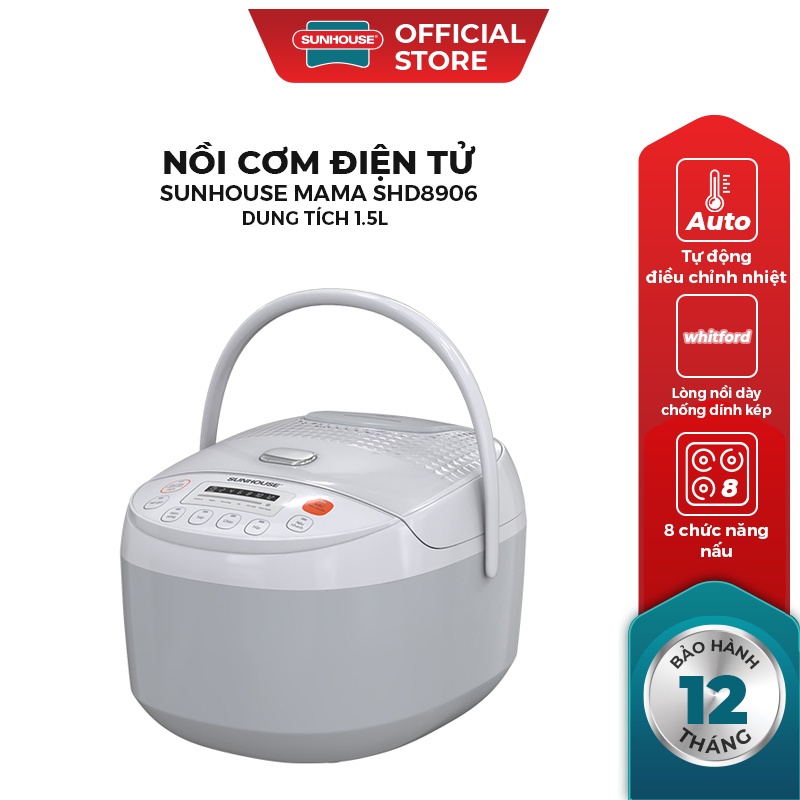Nồi cơm điện tử 1.8l sunhouse đa chức năng shd8906