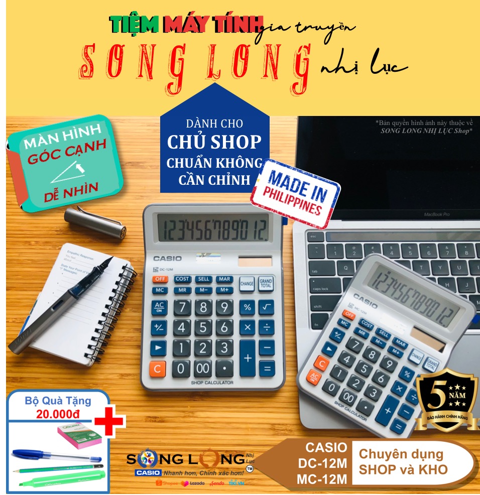 Máy tính casio chuyên dụng cho shop mc-12m & dc-12m – “chuẩn” không cần chỉnh! – máy tính cầm tay nhập khẩu phillipines
