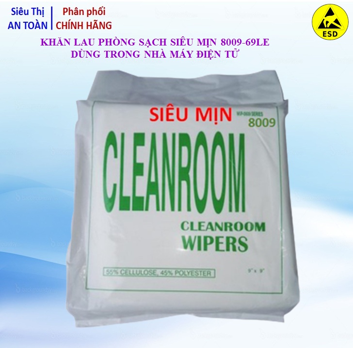 Khăn lau phòng sạch siêu mịn 8009-69LE Cleanroom Wiper - Size 9*9 inch (20.5cm x 20.5cm)