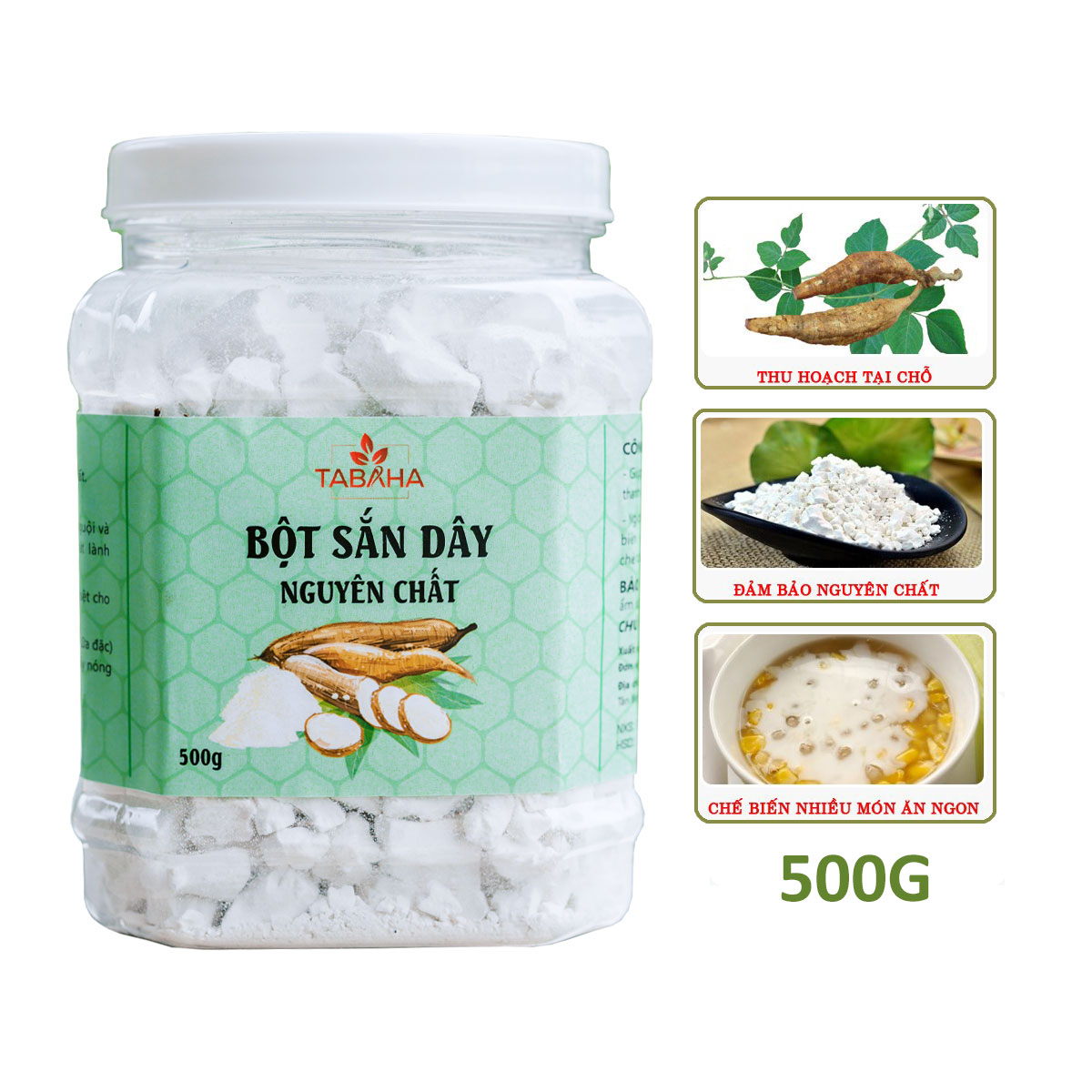 Bột sắn dây nguyên chất Tabaha 500gr loại đặc biệt không pha bột mì không pha sắn lai