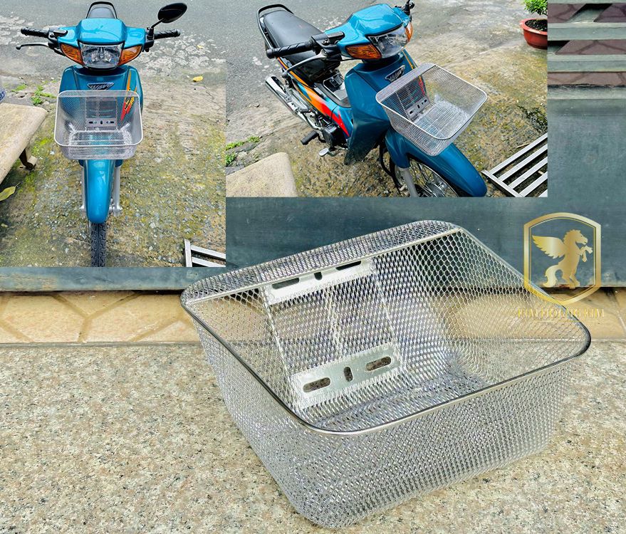 Rổ lưới inox xiken gắn xe máy wave nhỏ wave rs a100 mẫu gắn đa năng hàng chất lượng