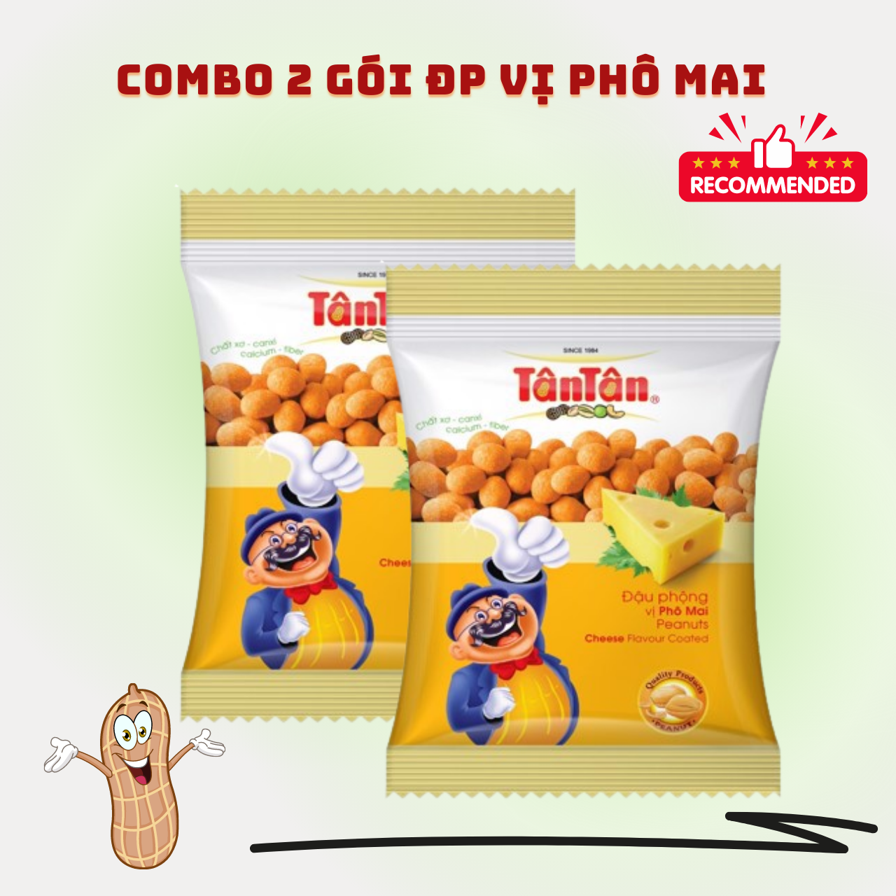 Combo 2 gói đậu phộng vị phô mai tân tân