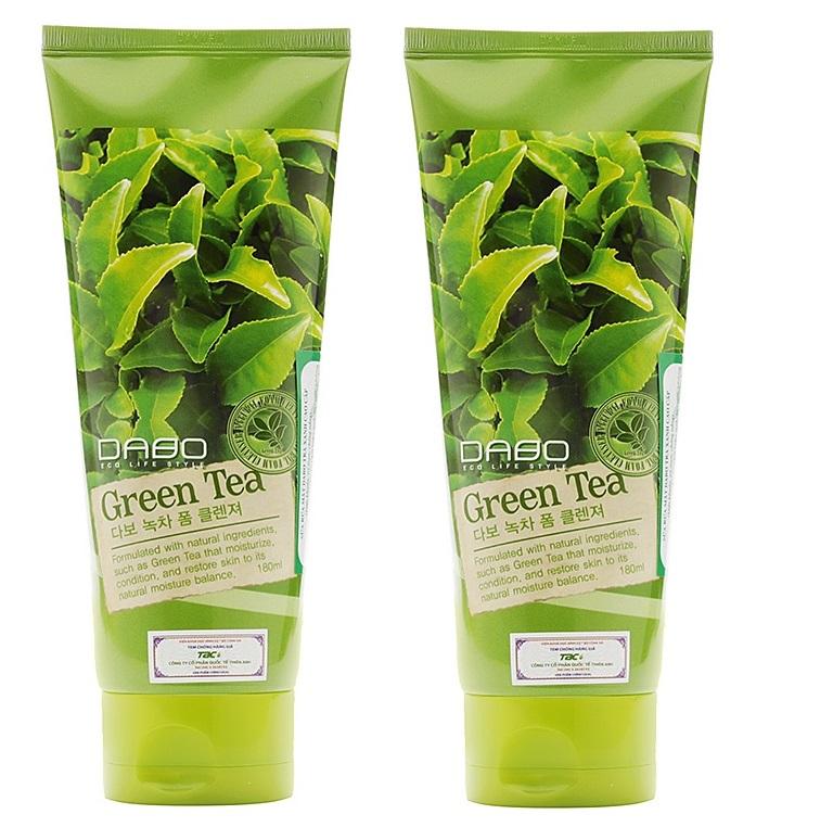 Bộ 2 tuýp sữa rửa mặt trà xanh sạch da kháng khuẩn green tea dabo hàn quốc