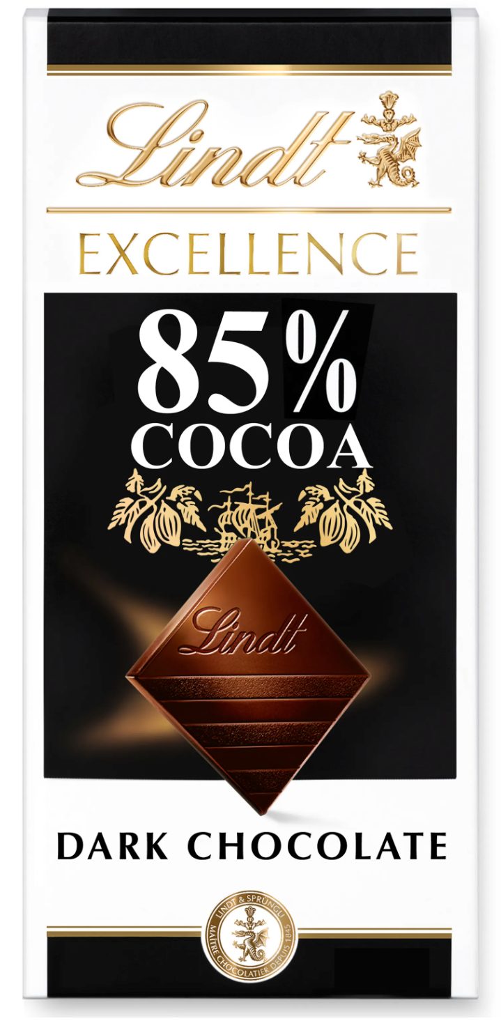 Chocolate 85% Cacao Lindt 100G.Best before: 8/2025