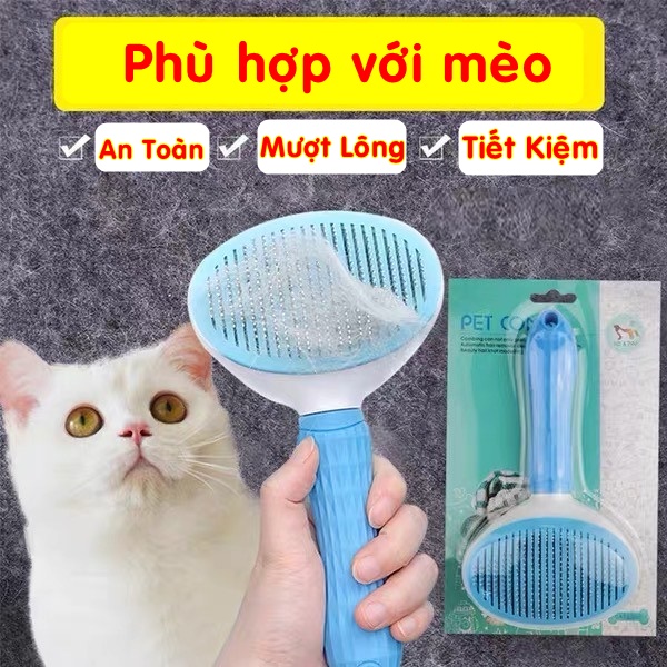 Lược chải lông cho thú cưng đầu kim nhỏ có nút bấm