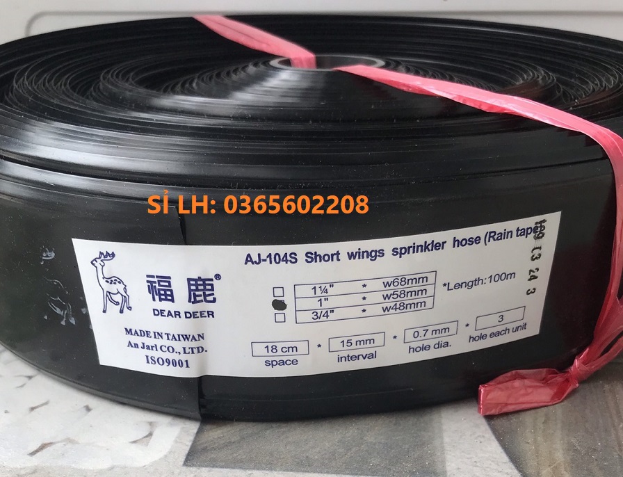 01 Cuộn ống tưới phun mưa Đài Loan loại VIP, ống tưới phun mưa hiệu con Nai phi 34 có biên, cuộn dài 100m