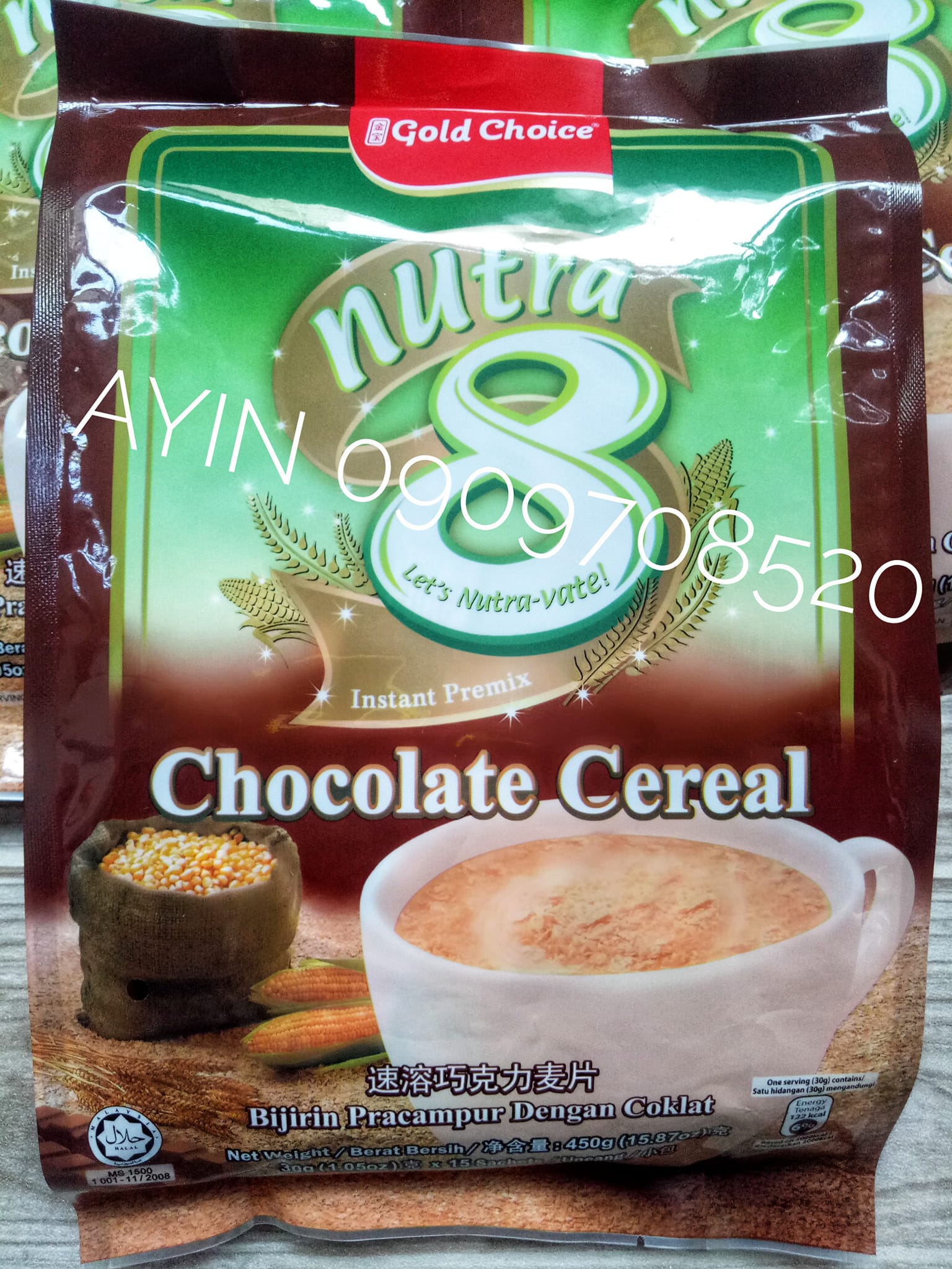 Ngũ Cốc Vị Socola Gold Choice Nutra 8 Chocolate Cereal Malaysia (15 Gói X 30g)