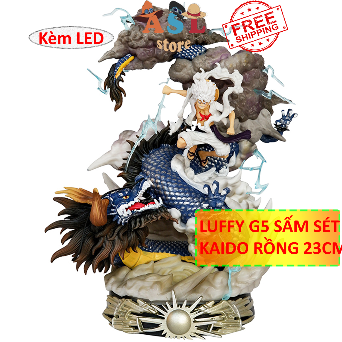 Mô hình luffy gear 5 sấm sét đại chiến rồng kaido - cao 23cm - nặng 1kg2 - figure onepiece asl store mô hình one piece