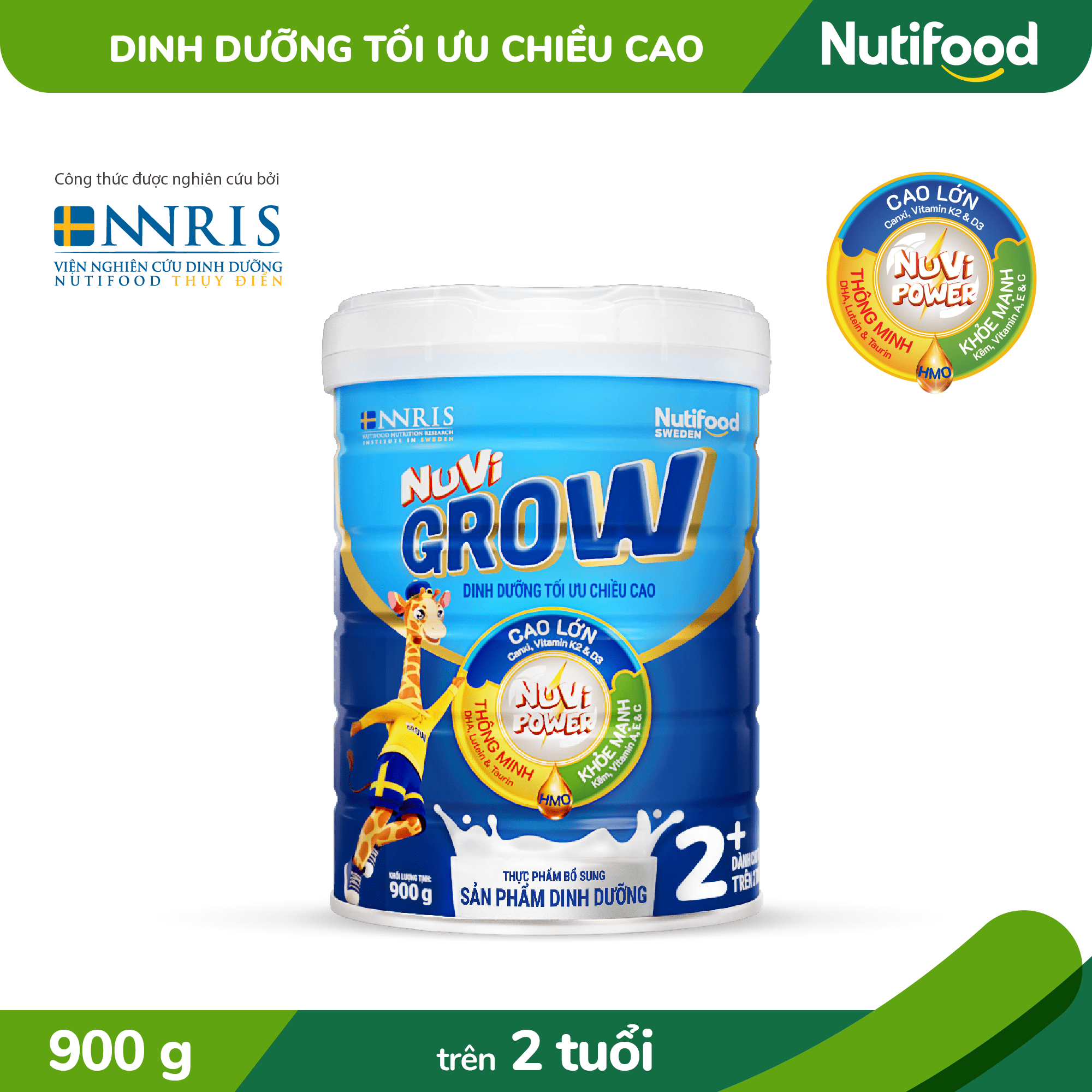 Sữa Bột Dinh Dưỡng NuVi Grow trên 2 tuổi Lon 900g