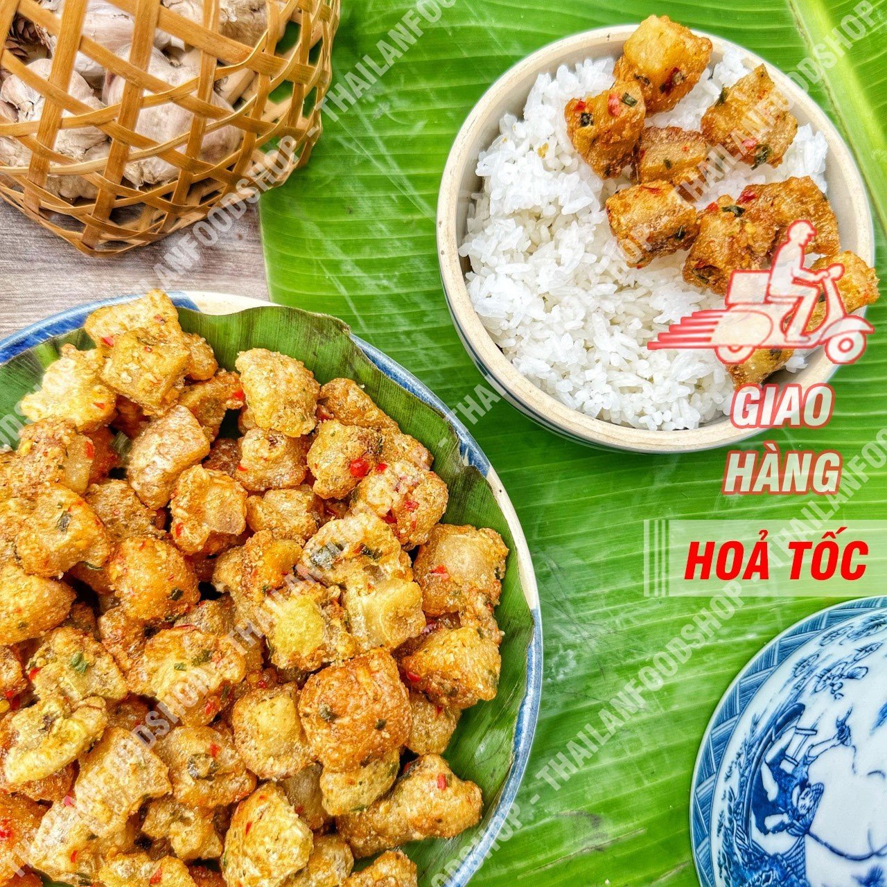 Tóp mỡ liền da sốt mắm hành - lon 100gr