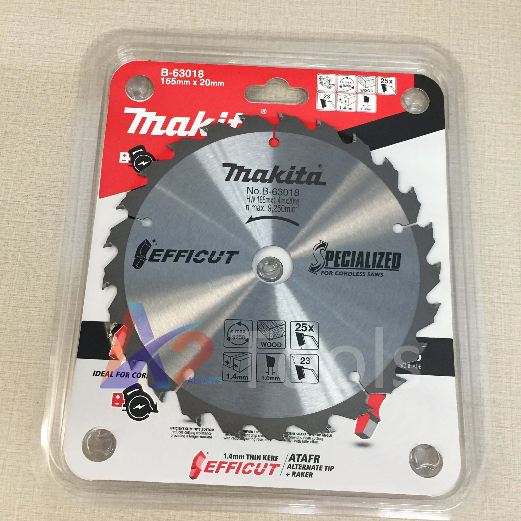 Lưỡi cưa gỗ hợp kim efficut 25 răng 165x1.4x20mm makita b-63018