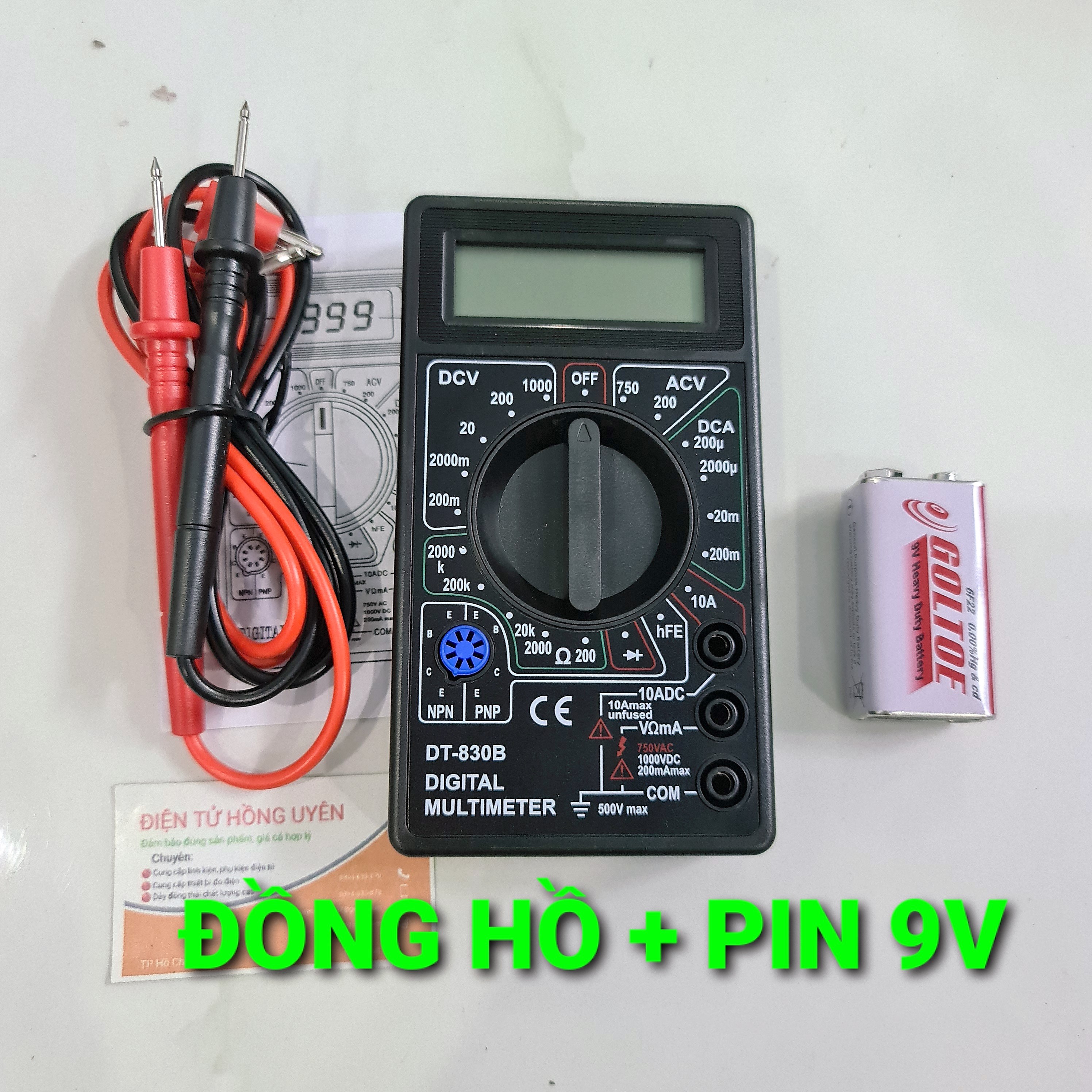Đồng hồ điện tử. Đồng hồ vạn năng DT830B , đồng hồ nhiều chức năng cao cấp Đo điện AC/DC, đo trở, đo thông mạch, đo dòng điện....