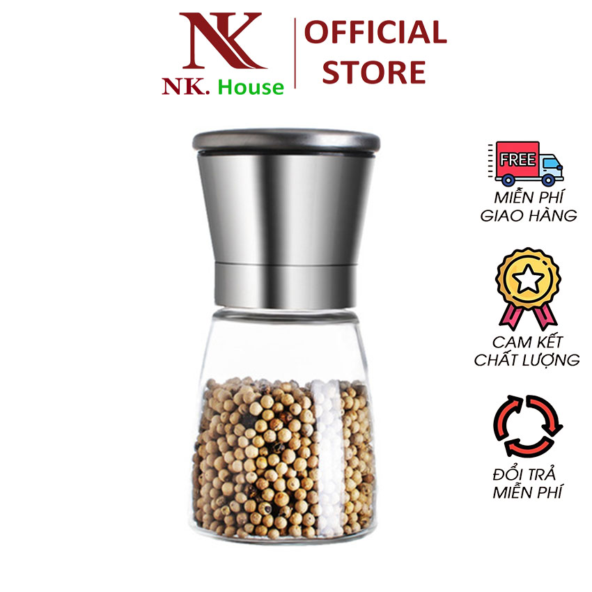Cối xay tiêu inox cầm tay NK House đa năng, bảo quản , xay rắc trực tiếp khu sử dụng CXT01