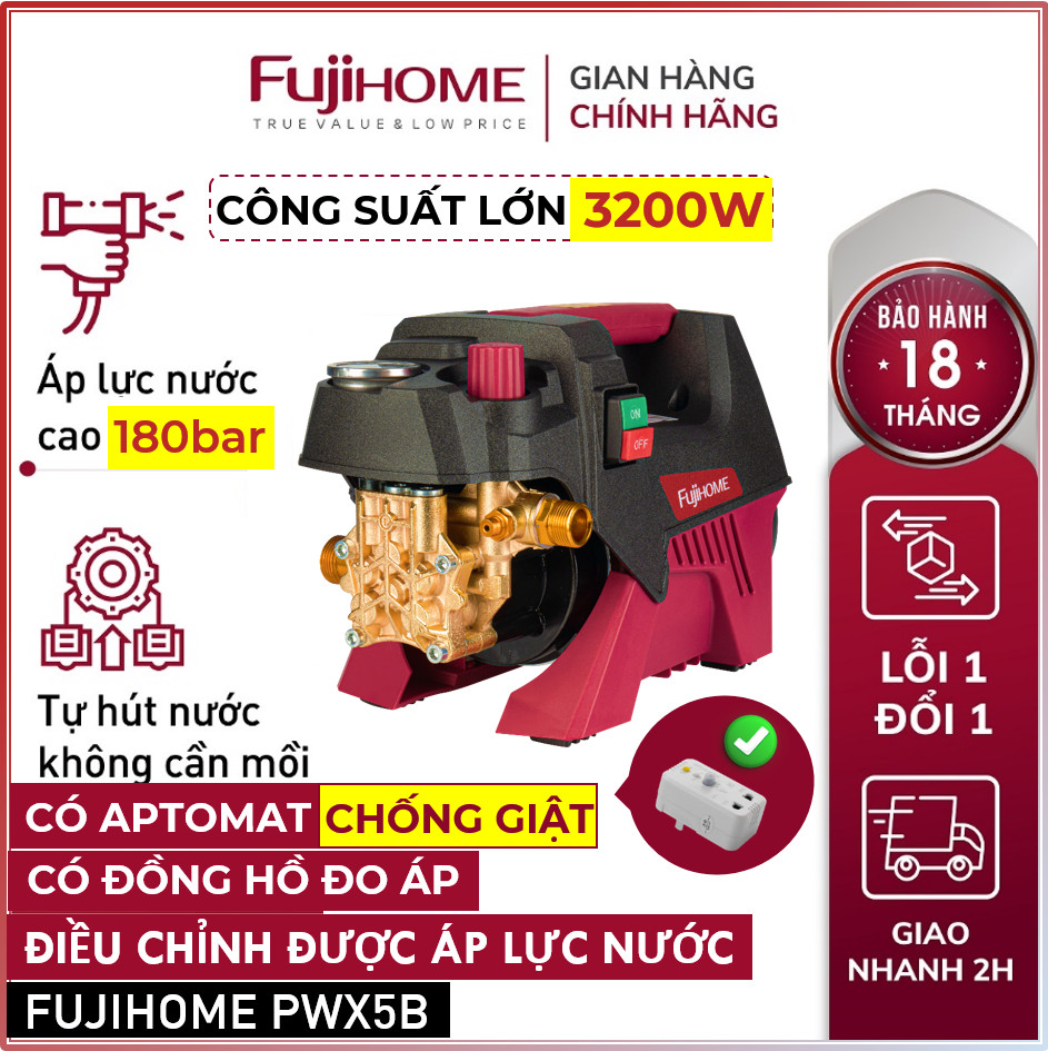  Máy Xịt Rửa Xe cao áp FUJIHOME cho ô tô xe máy máy phun xịt rửa điều chỉnh bơm tăng áp lực nước chống giật rữa pressure washer 