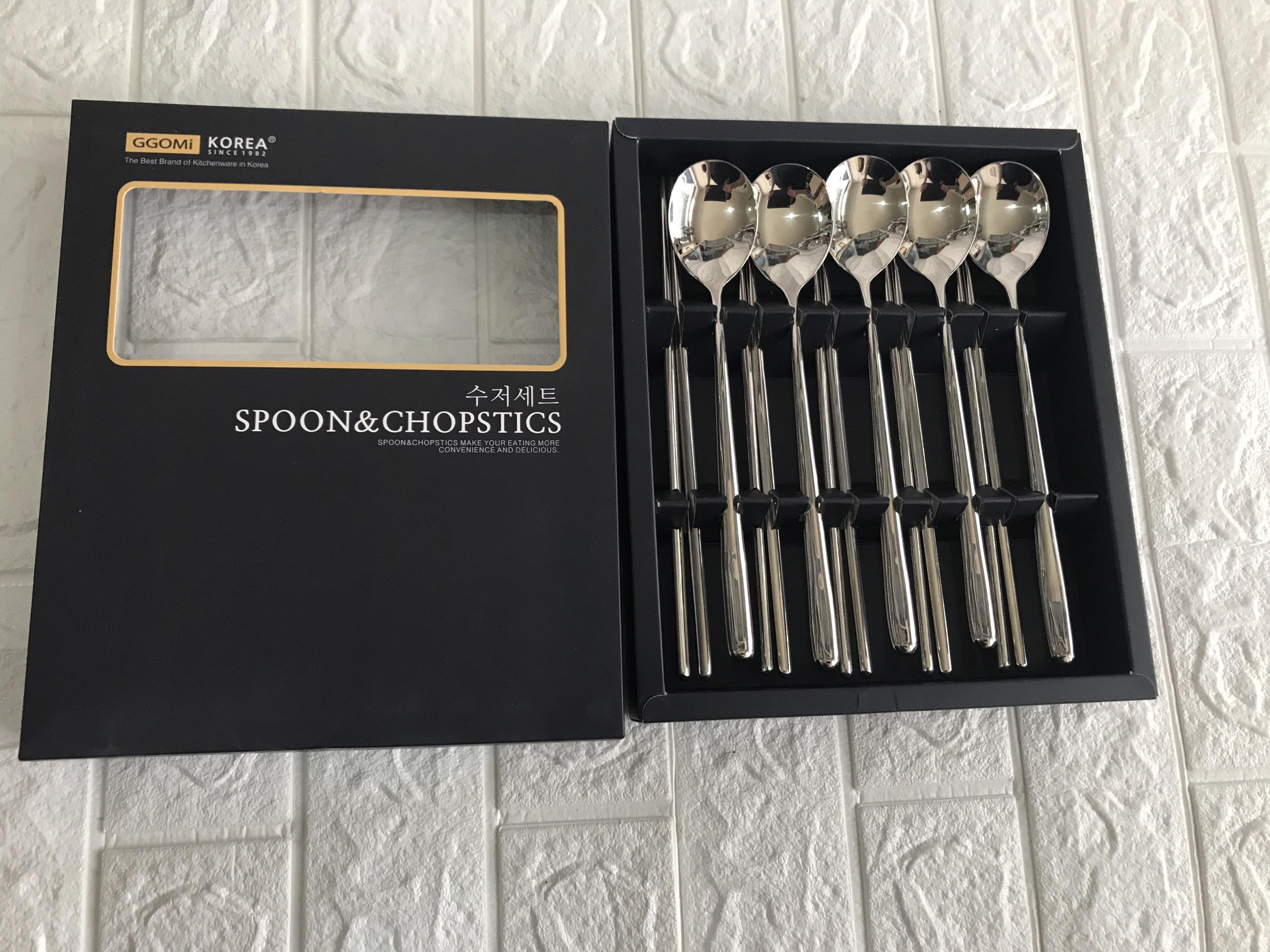 Set 5p thìa đũa chân không ggomi mk335