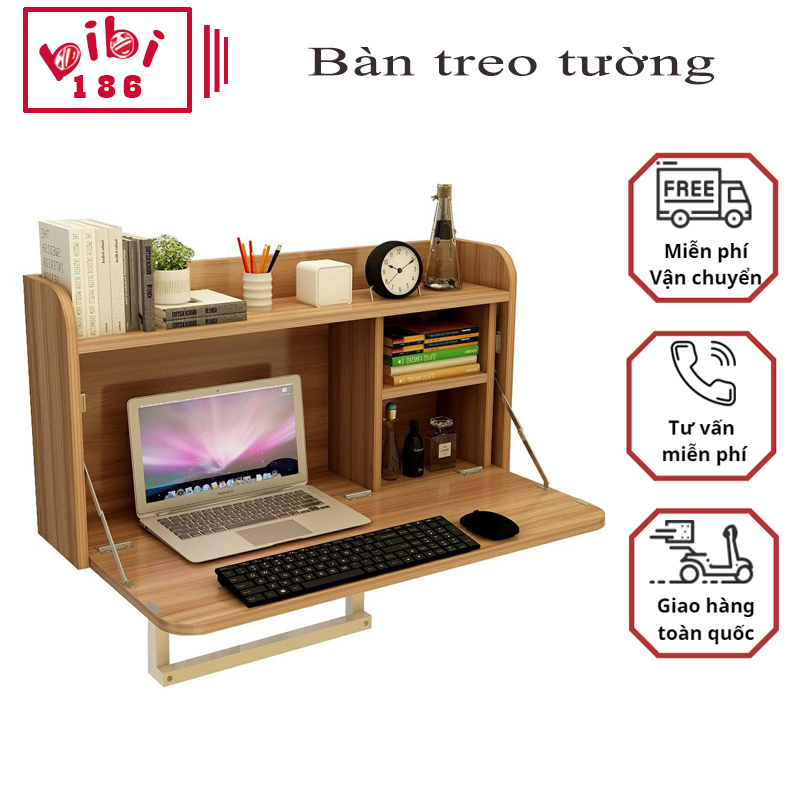 Bàn treo tường xếp gọn, bàn học gấp gọn, bàn làm việc treo tườngchất liệu gỗ 100% mdf chống thấm & mối mọt chịu lực tốt