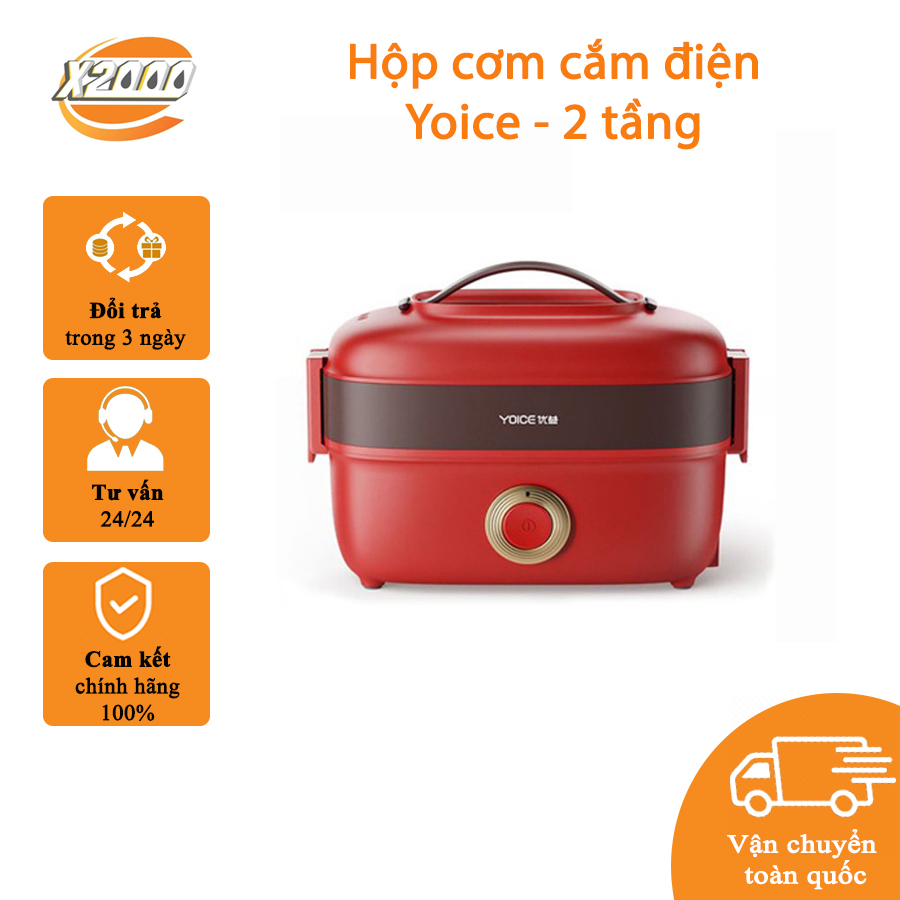 Hộp đựng cơm cắm điện YOICE tầng 2 bát inox có chức năng giữ nhiệt, hâm đóng