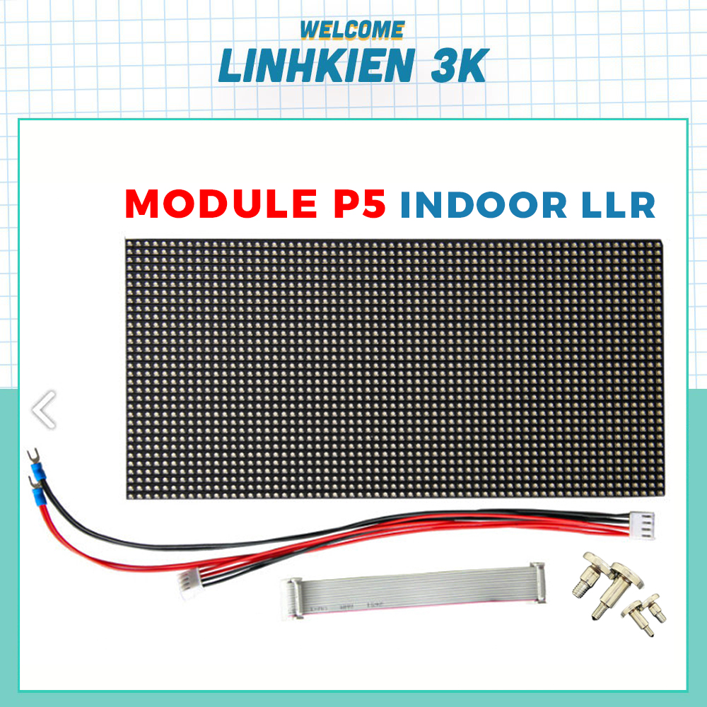 Module led P5 full color Indoor LLR trong nhà, đầy đủ dây kết nối và ốc nam châm