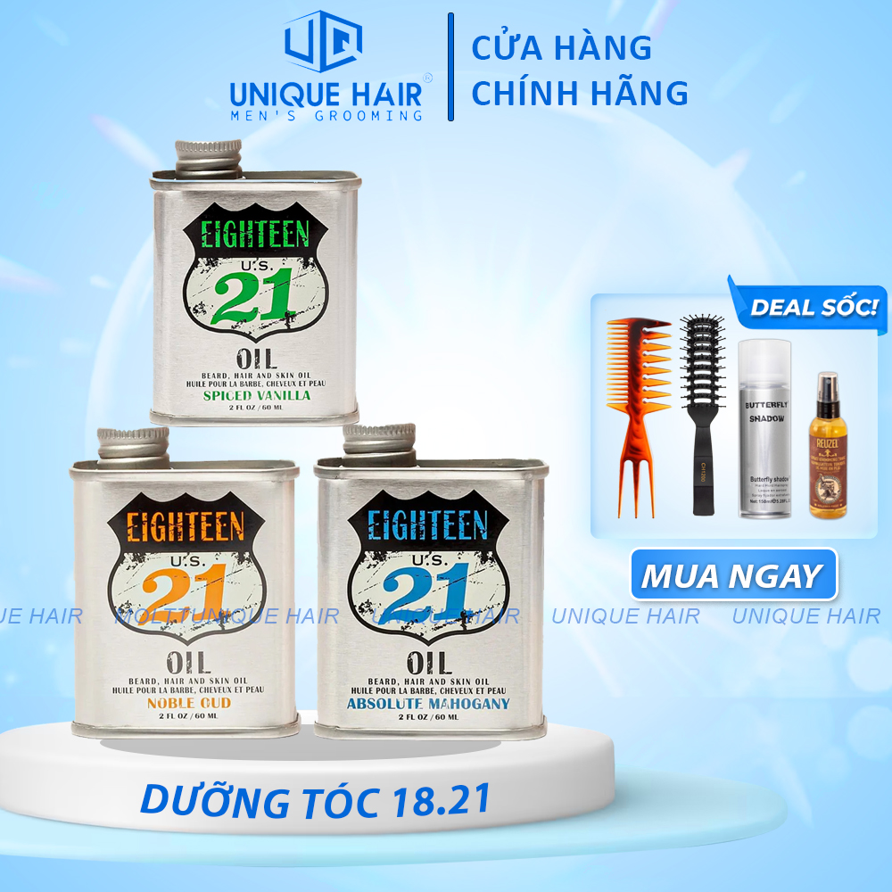 18.21 man made oil – 3 mùi hương spiced vanilla , noble oud , absolute mahogany 60ml - new 2024 - chính hãng + quà tặng