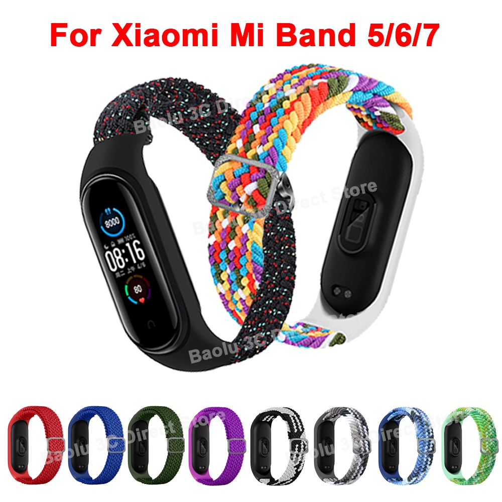 Bracelet For Xiaomi Mi Band 7 6 5 Strap Elastic Nylon Braided Wristband