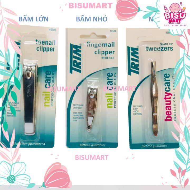 Combo bộ 3 món Bấm móng tay cắt móng tay Trim (MỸ) Bấm lớn - Bấm nhỏ - Nhíp