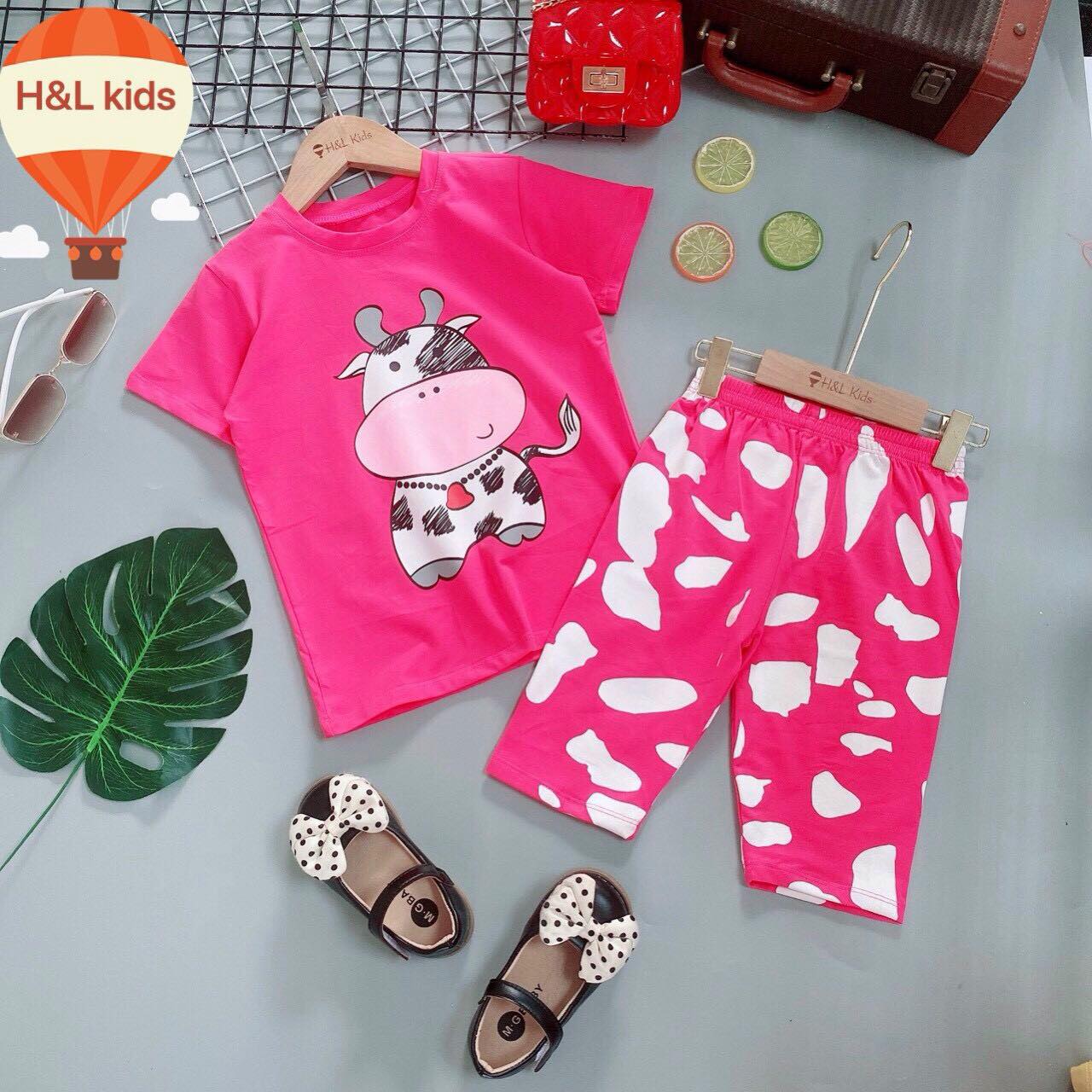 Bộ thun ngố bò sữa bé gái