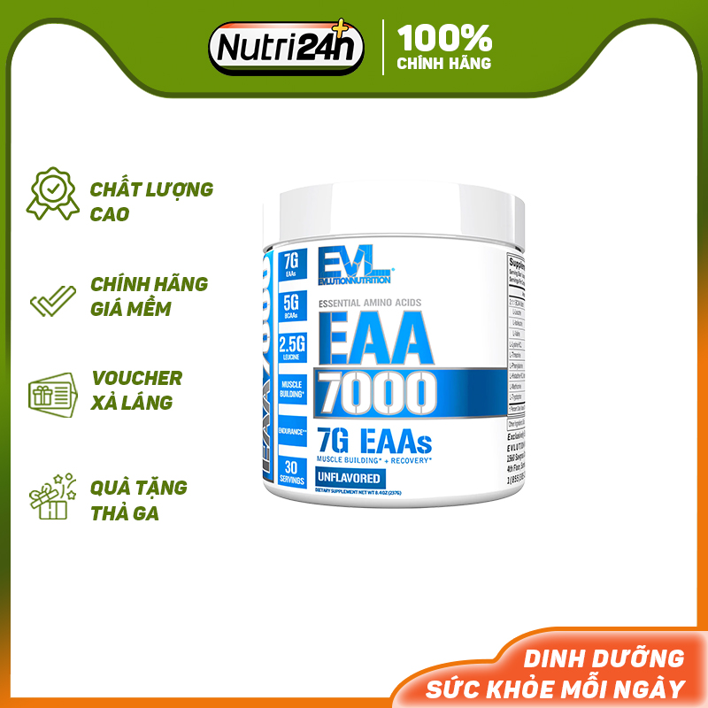 Thực Phẩm Hỗ Trợ Xây Dựng Và Phục Hồi Cơ Bắp EVL EAA 7000 7G EAAs 30 Lần Dùng