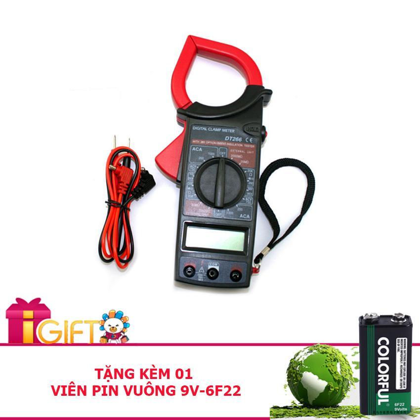 Đồng hồ vạn năng, kìm đo điện Vôn kế, ampe kế, Ohm kế DT 266 digital tặng bin