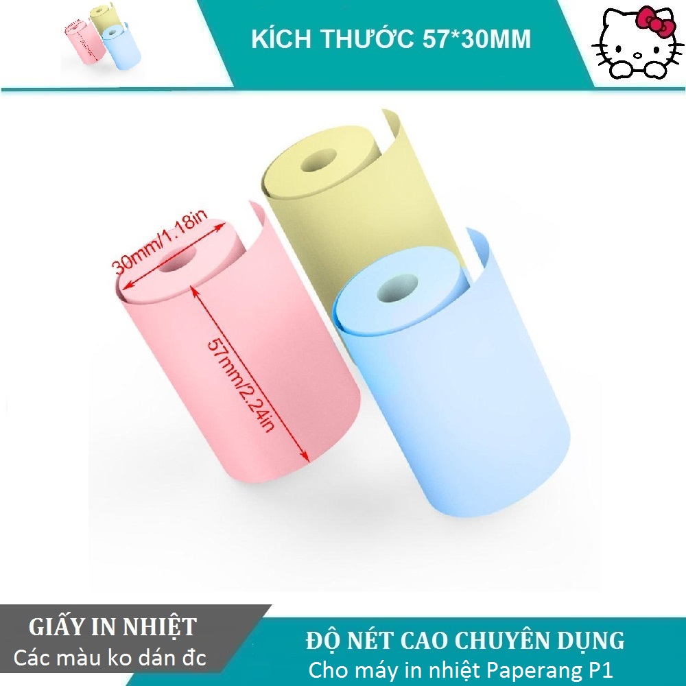 Tất cả giấy in nhiệt các màu ❤ KT 57x30mm ❤ cho peripage A6 - A6s - Q7 - Q7 pro - A3 - A9 - A9s - A9 pro - A9 max - A9s max, poooli L1, L2, L3, paperang p1, p2, p2s, máy in nhiệt hình Mèo, Gấu, Thỏ, Khỉ