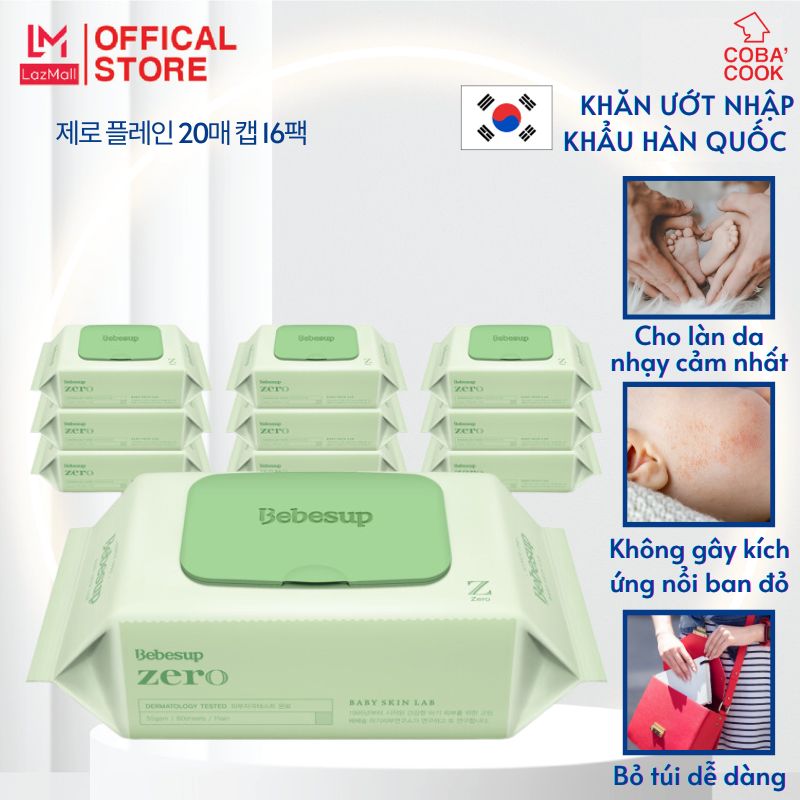 Combo 16 gói nhỏ khăn ướt Zero Không mùi Hàn Quốc-Zero 20