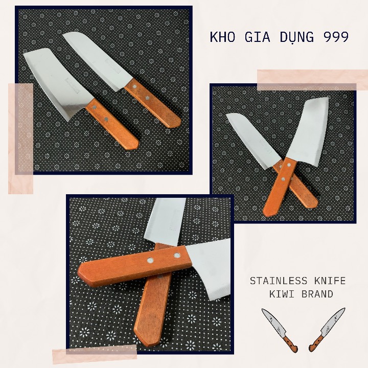 Bộ 2 dao kiwi làm bếp cán gỗ đẹp & siêu bén với 2 cỡ to nhỏ