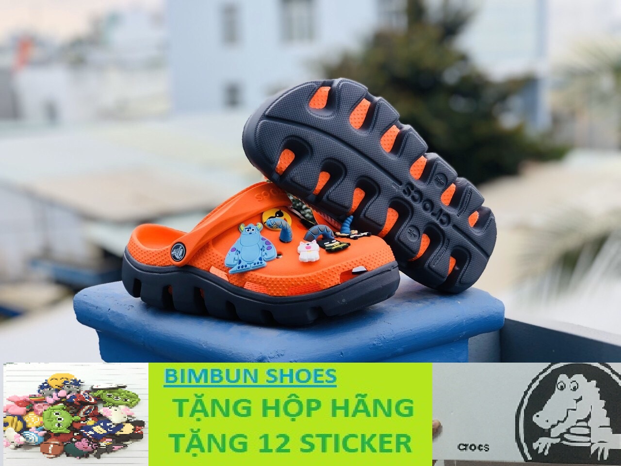 DÉP CÁ SẤU CROCS CAM ĐẾ XÁM(RĂNG CƯA) BIMBUN SHOSE- DÉP QUAI NGANG CROCS DUET SPORT - DÉP CÁ SẤU - DÉP QUAI NGANG CÁ SẤU - DÉP SỤC- DÉP CROCS