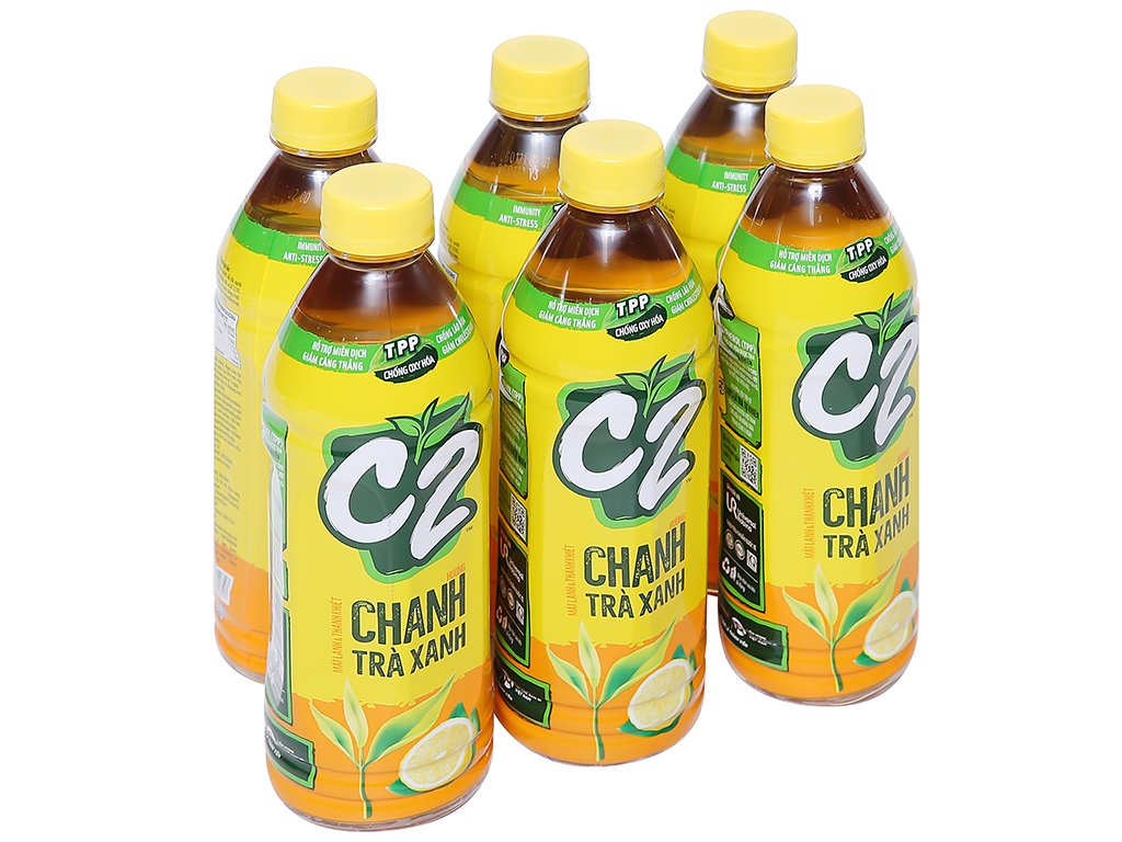 Lốc 6 chai c2 chanh trà xanh 455ml