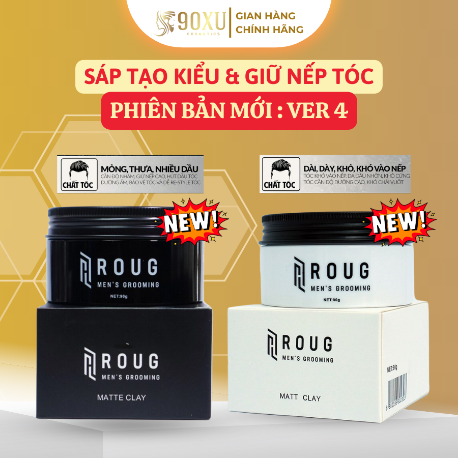  Sáp Vuốt Tóc ROUG Đen & Trắng VER 4 – Giữ Nếp Chuẩn Salon Tạo Kiểu Đẳng Cấp Nam Giới 
