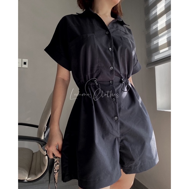 Lemme-jumpsuit dáng sơ mi- có dây rút eo