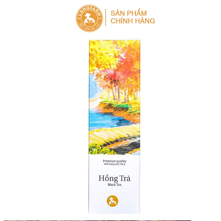 L'angfarm Hồng trà, dòng signature, 100g, hộp, mẫu lon thiếc cao, Đặc sản Đà Lạt