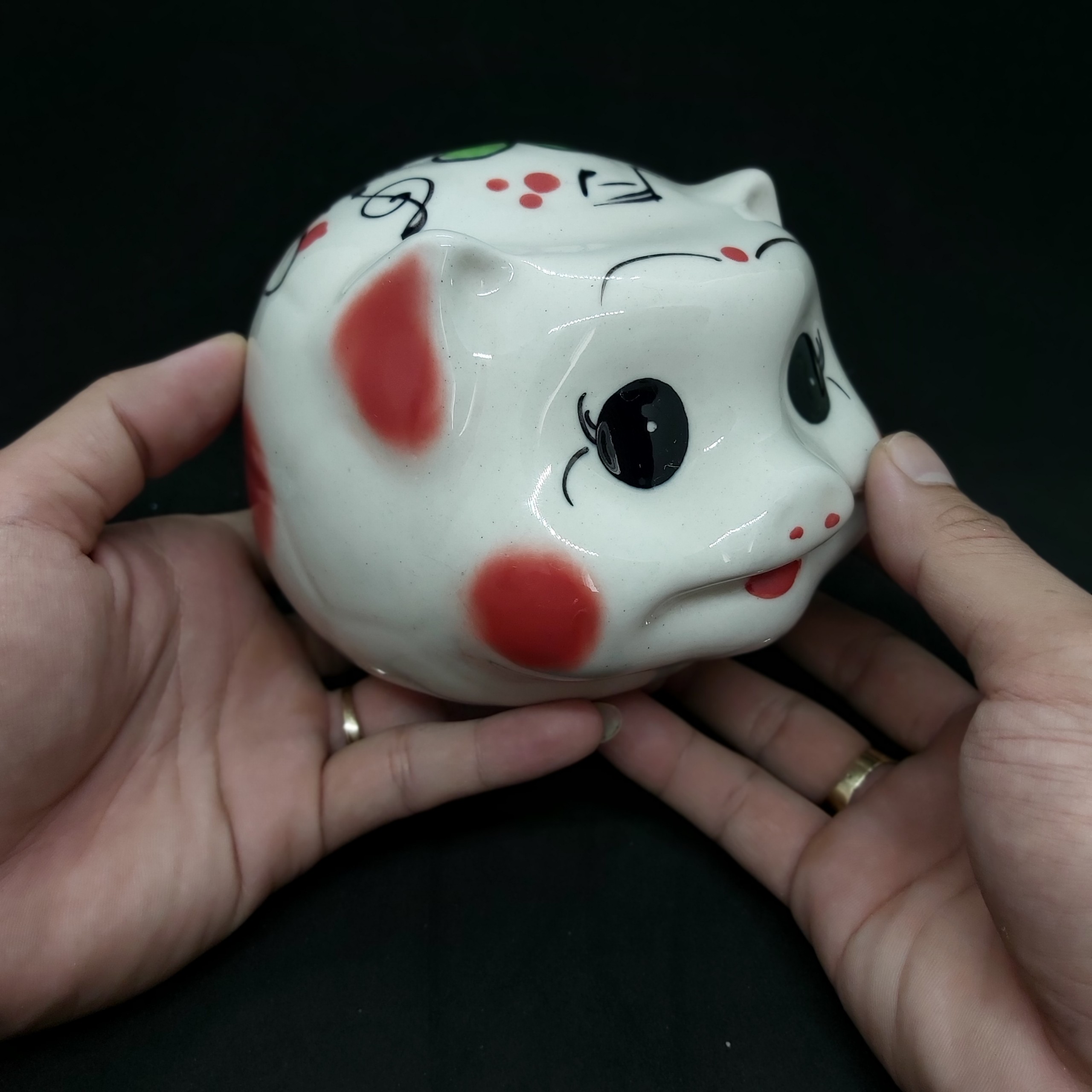 Heo Đất Nhỏ gốm men sứ Bát Tràng size Tiểu màu Trắng Sữa-  Ống Heo Tiết Kiệm Tiền Phong Thủy thu hút tài lộc, may mắn - Lợn Đất Tiết Kiệm Tiền