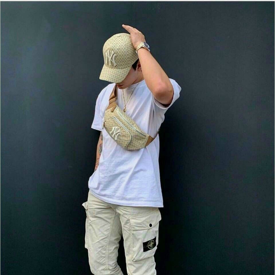 Set túi đeo chéo bao tử - nón NY chất vải kaki dày dặn bao chất phong cách streetstyle siêu hot thời trang hiện nay