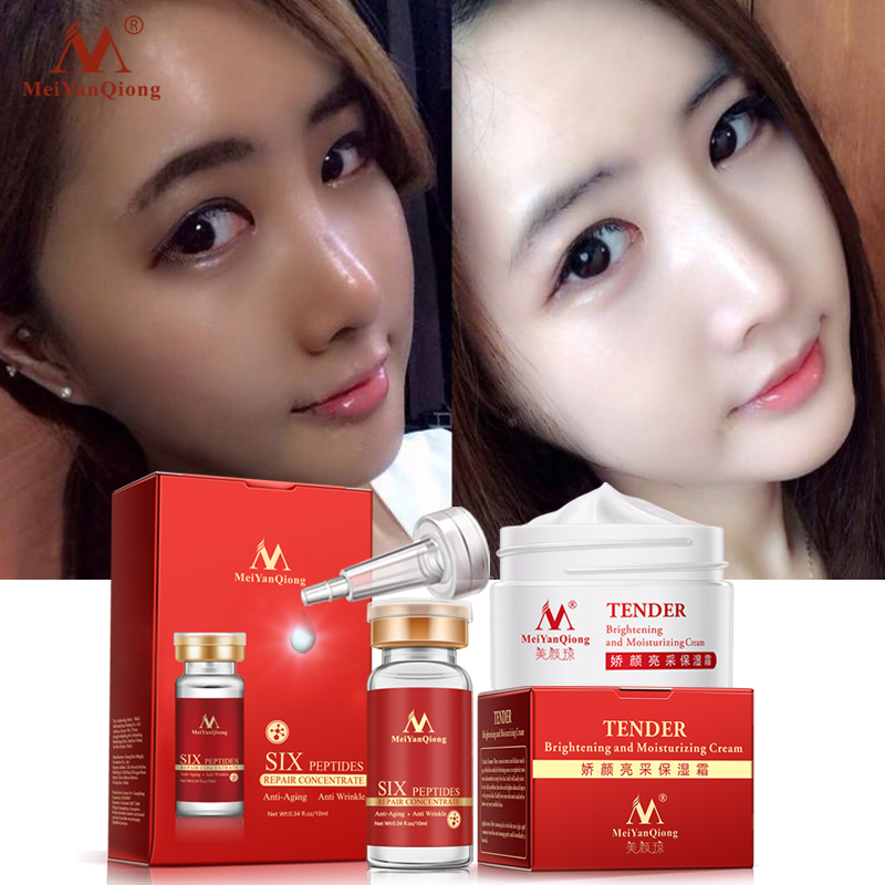 MeiYanQiong Serum 6 peptide xoá nếp nhăn chống lão hoá + kem dưỡng ẩm làm trắng da - INTL