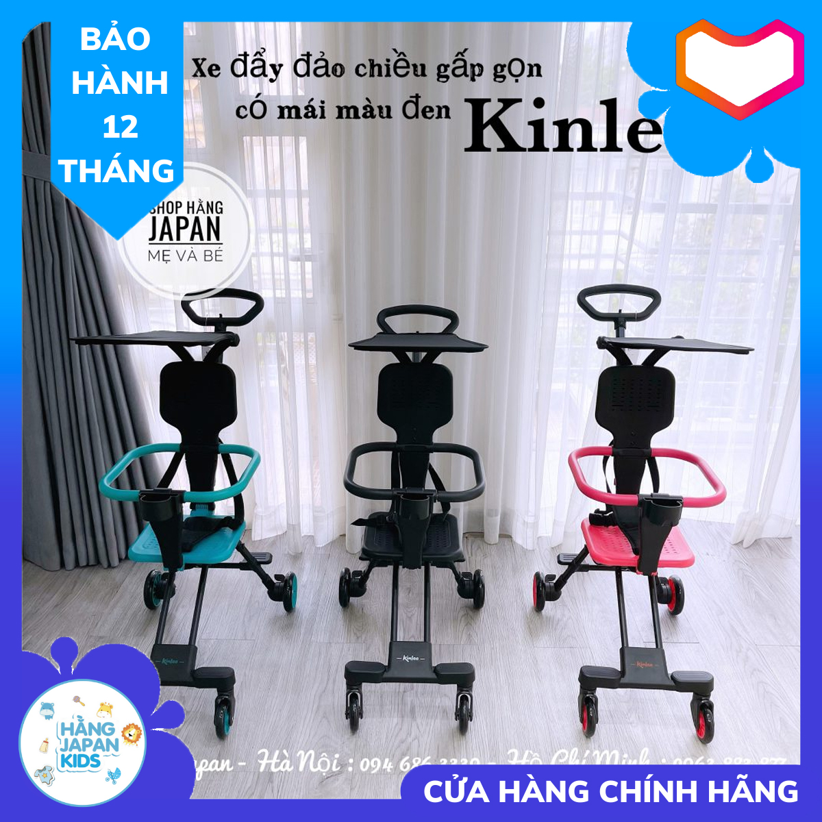 Xe đẩy du lịch thông minh 2 chiều Kinlee- xe đẩy gấp gọn du lịch siêu nhẹ cao cấp cho bé