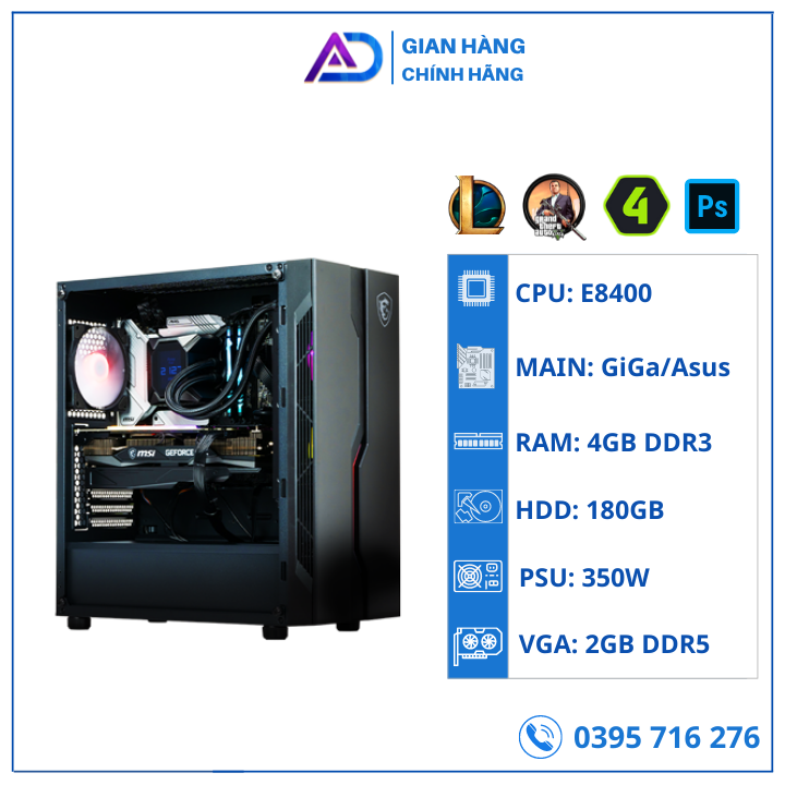 Thùng máy tính GAME ADALM1, bộ máy tính 4g chiến liên minh huyền thoại