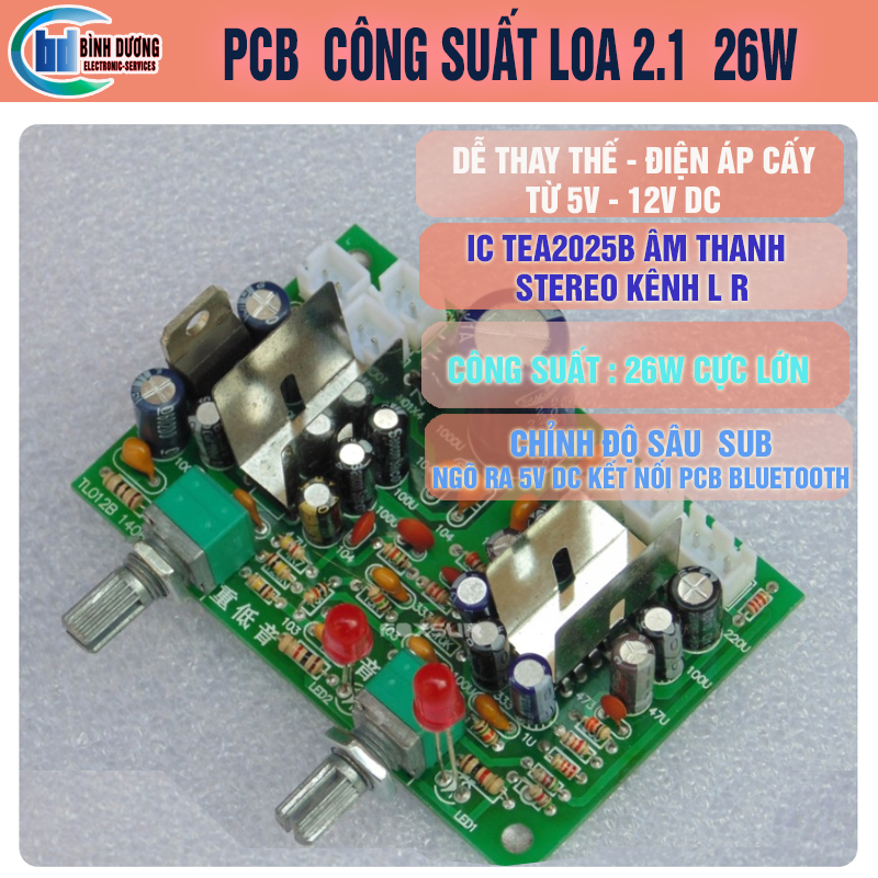 Bo mạch pcb âm thanh 2.1 tea2025b thay thế loa vi tính loa 2.1 có sub mới